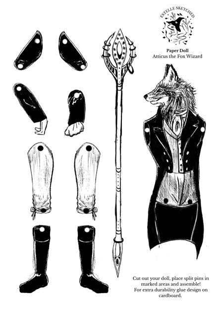Atticus the Wizard Fox Paper Doll